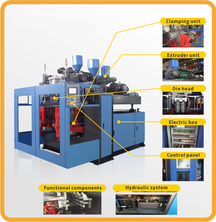 China 2L-5L HDPE Plastic Bottle Making Blowing Extrusion Blow Moulding Machine (PXB70D)