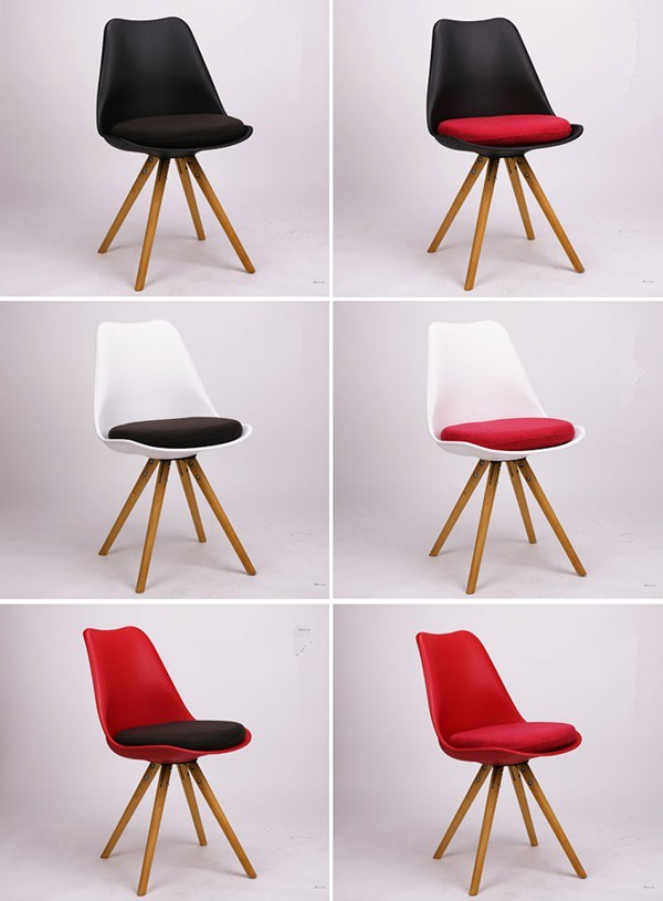 Modern Design Leisure Plastic Chair with Wooden Leg