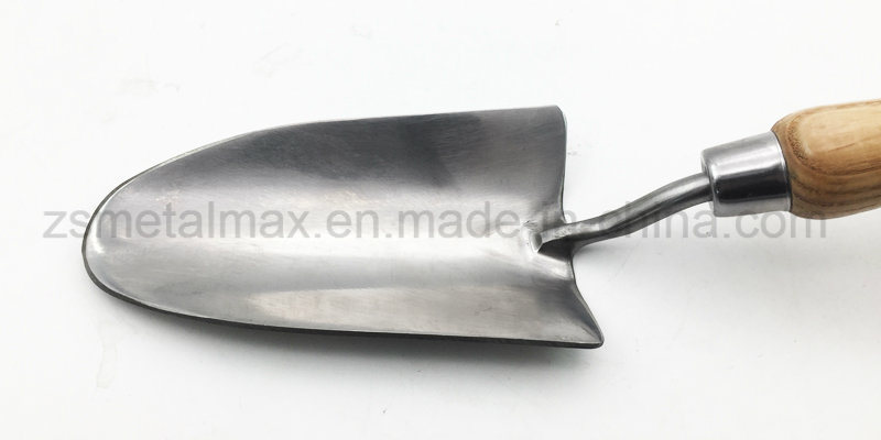 China Gardening Tools Manufacturer Ash Wooden Handle Planting Stainless Steel Garden Hand Trowel