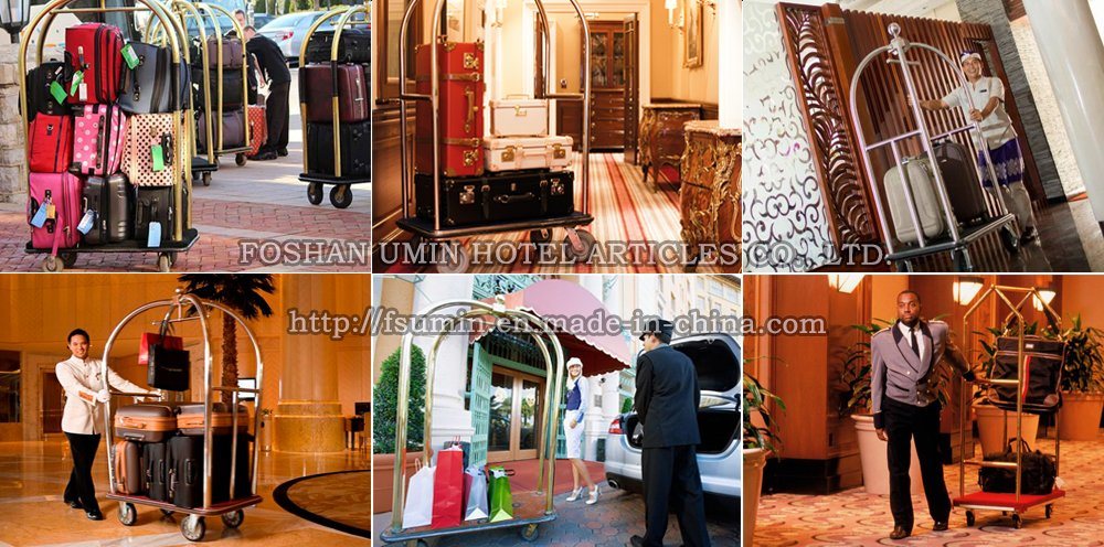 Golden Plated Hotel Luggage Carts for Sale