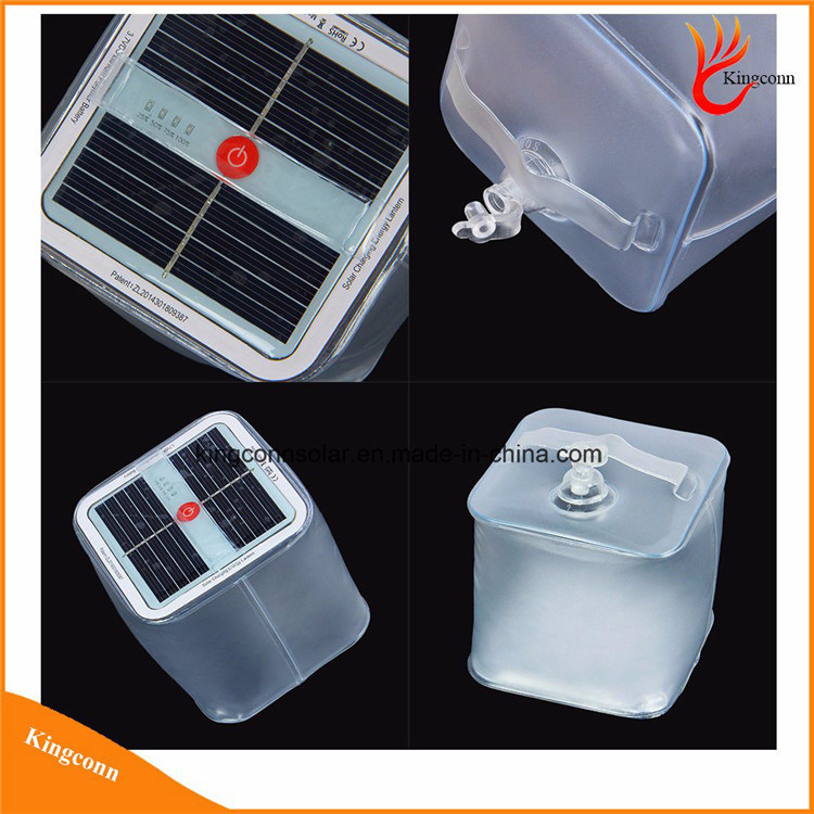 Inflatable Folding Solar LED Lamp Lantern for Camping and Hiking Night Lantern Light