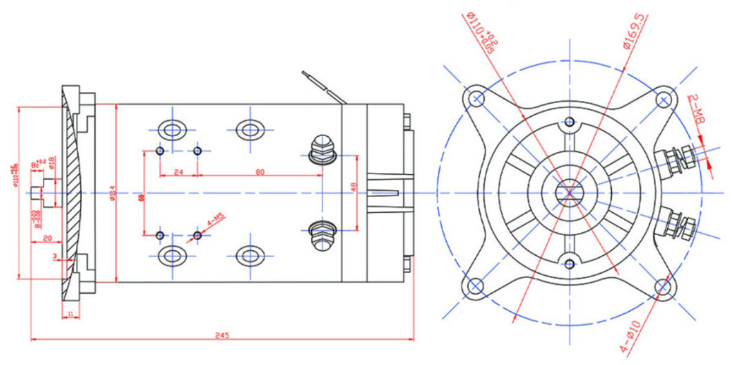 48V 3kw Cw Rotation Hydraulic Electrical Motor for Power Pack