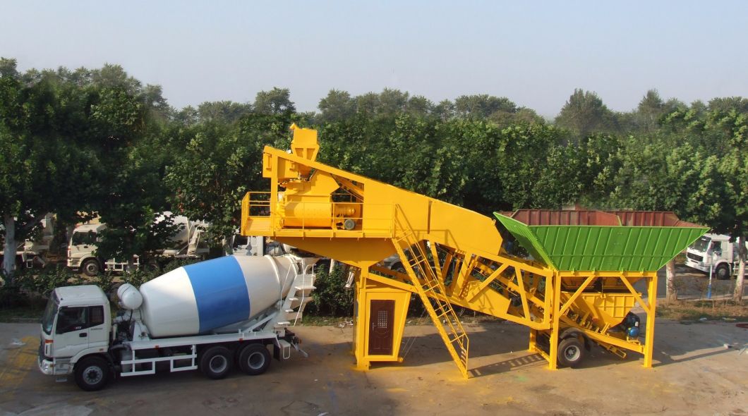 Trailer Mobile Mini 25 Cbm/Hr Dry Material Batching Plant Batcher