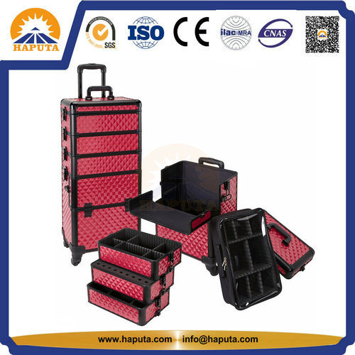 5-in-1 Large Cosmetic Trolley Case for Salon with Wheels (HB-3305)