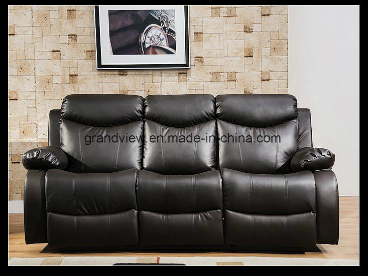 2018 Traditional PU Leather Reclining Corner Sectional Sofa with Fold-Down Tray Table Black Color
