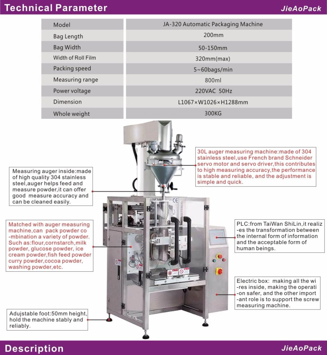 Vertical Packaging Machine with High Quality for Measuring Coffee/Chili/Spice/Herb Powder