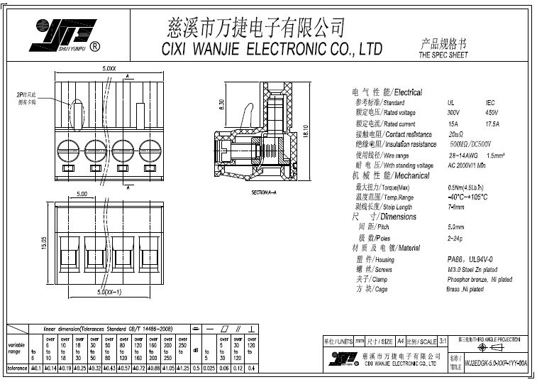 RoHS UL VDE Approved Electric Pluggable PCB Terminal Block