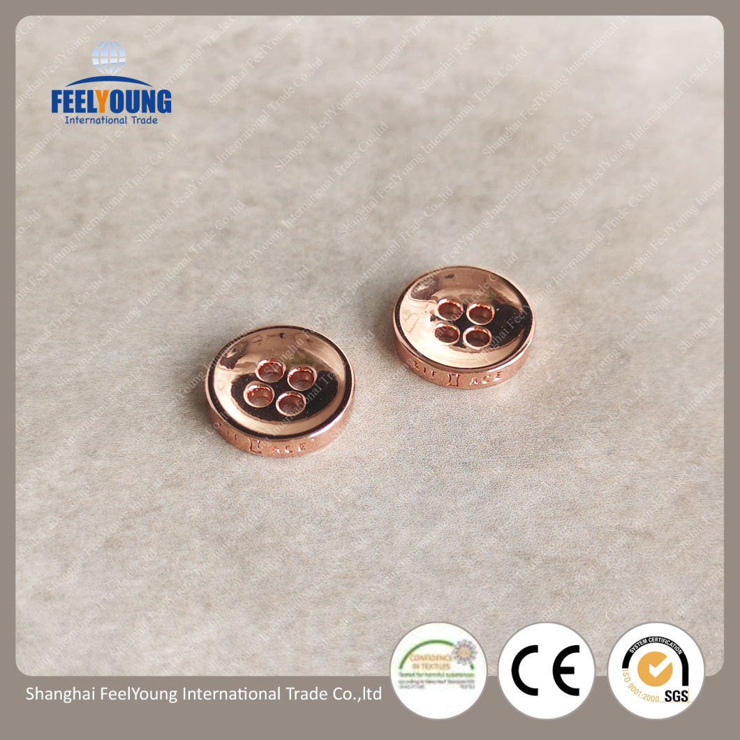 High Density Round 4 Holes Gold Color Metal Buttons for Clothing
