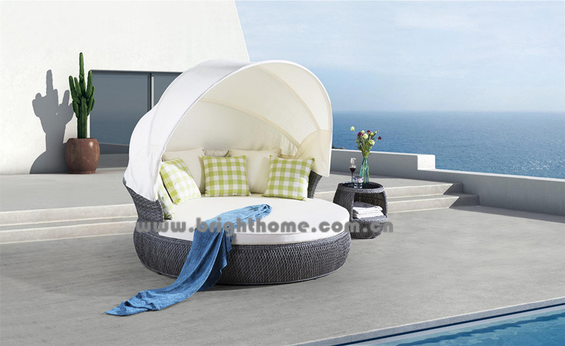 Grey Color PE Rattan Wicker Outdoor Lounge Bp-6010