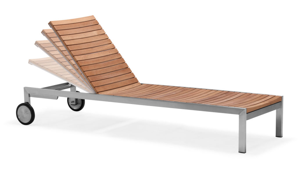 Outdoor Furniture Teak Solid Wood Sun Loungers with Wheels