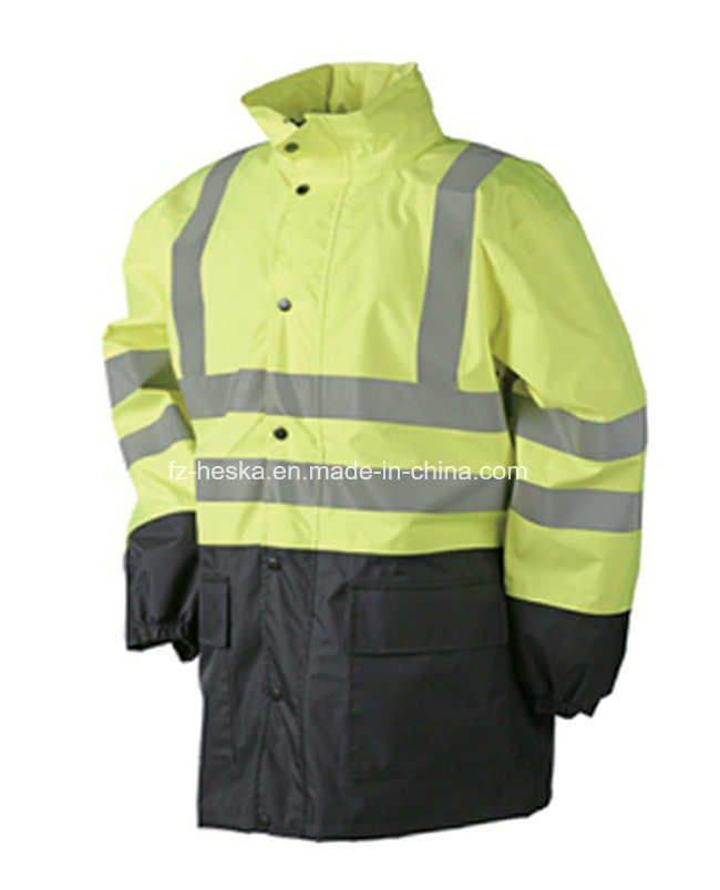 High Visibility Mens Reflective Waterproof Safety Parka Jacket