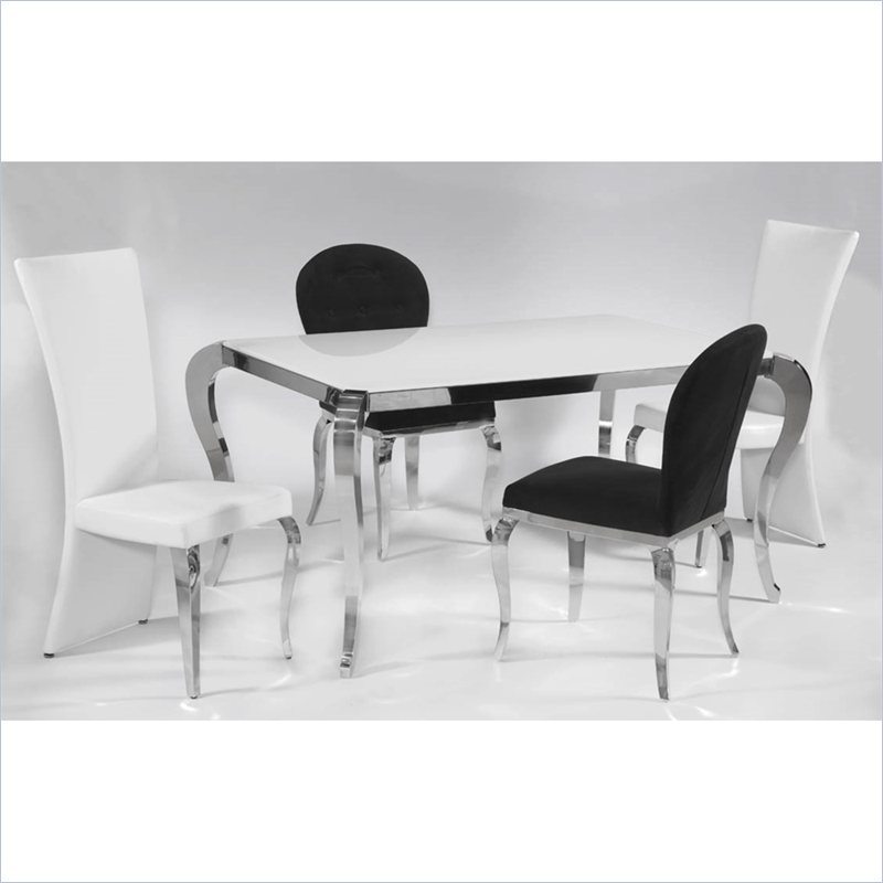 Modern Louis Black Round Cushion Back Dining Chair with Chrome Legs