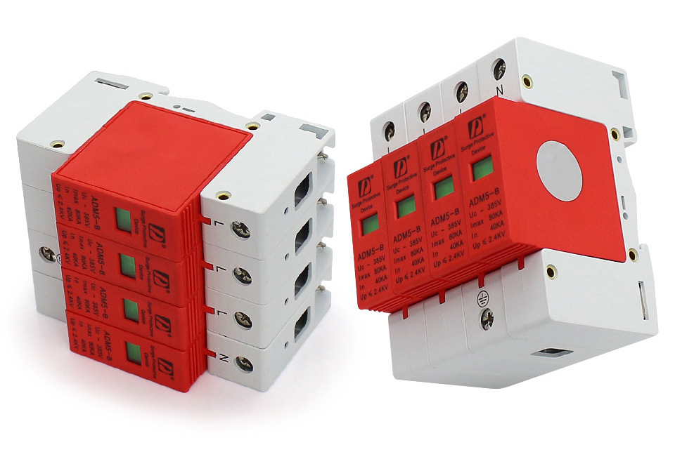 4p 40ka~80ka ~385V House Surge Protector Protective Low-Voltage Arrester Device 3p+N Lightning Protection AC SPD