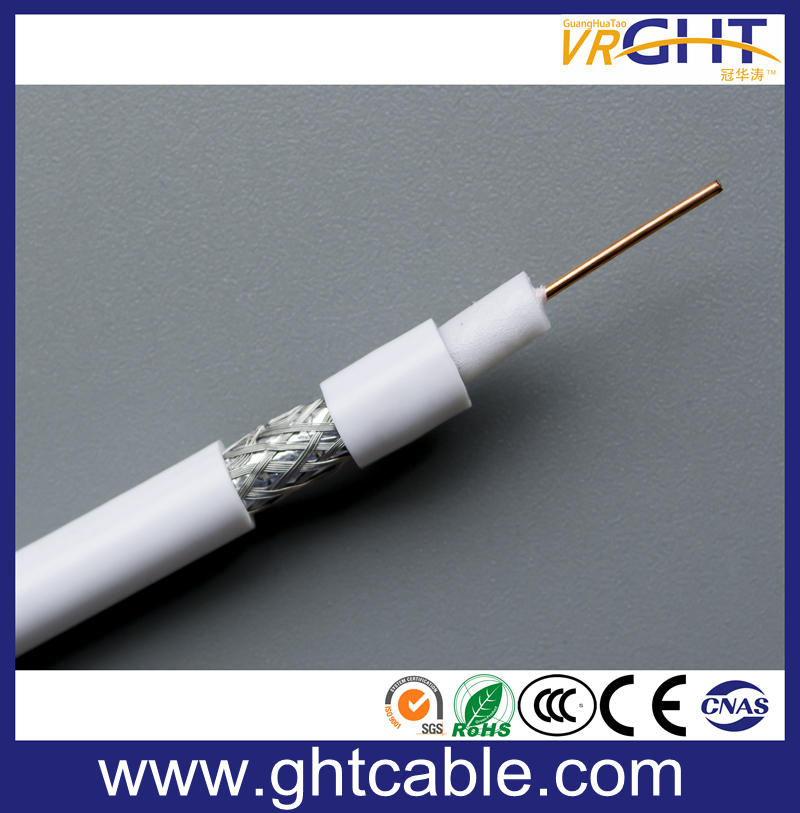 1.02mmccs Coaxial Cable RG6 for CCTV/ CATV Black/White PVC