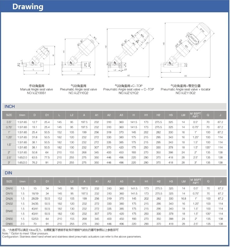 Stainless Steel Pneumatic Angle Seat Valve Welded Ends