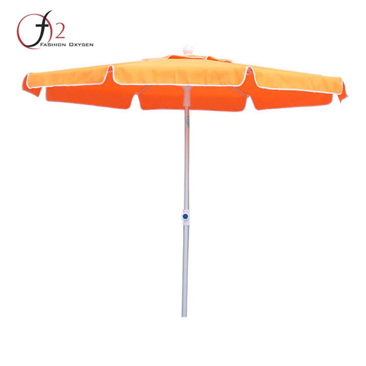 New Design Polyester Orange Steel U Ribs Sun Protect Big Outdoor Beach Umbrella