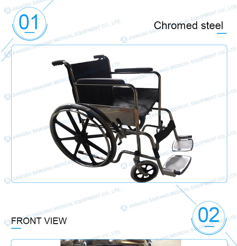 China Supplier Comfortable Chromed Steel Wheelchair