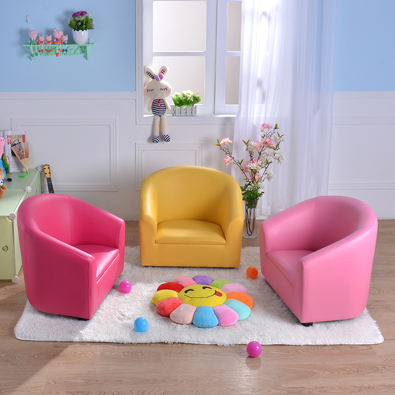 Baby Pink PVC Leather Single Seat Kids Sofa (SF-12)