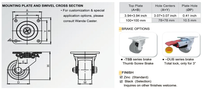 Heavy Duty Low Gravity Casters with 3 Inch Nylon Weel