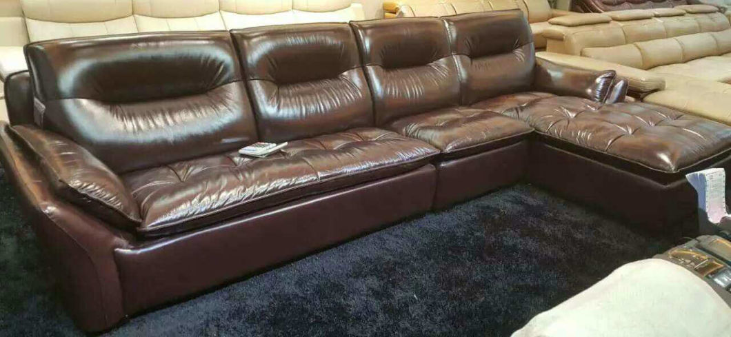 Luxury Furniture Wood Leather Sofa for Home Furniture (B. 985)