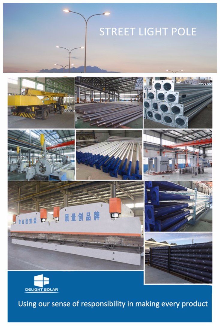 Ce/RoHS 11m/12m Round White Waterproof Galvanized Steel Tubular Pole