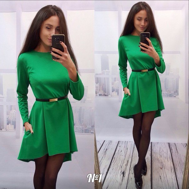 2016 Long Sleeve Pure Color Seam Detail Latest Design Women Fashion Tunic Dress