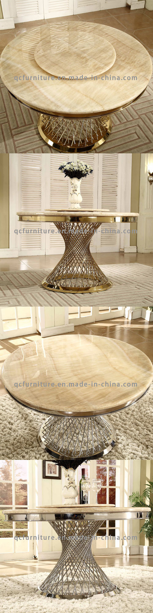 Luxury Rose Gold Painting Stainless Steel Dining Table