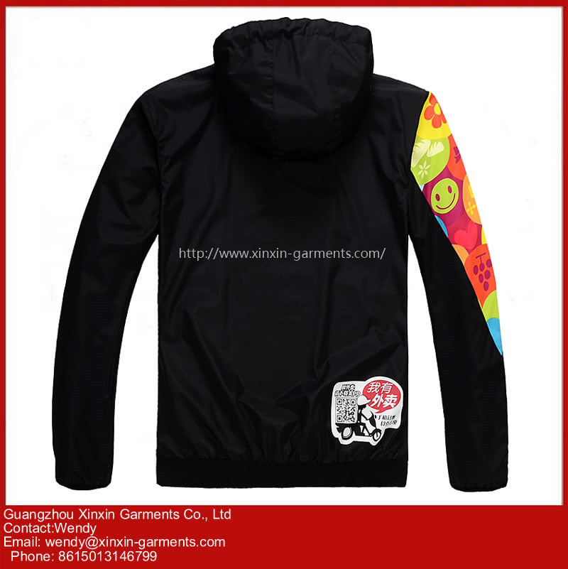 2018 Guangzhou Factory Fashion Design Full Printing Polyester Black Jackets Coat for Women (J239)