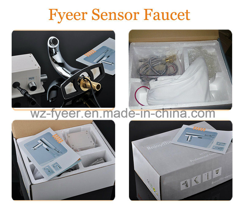 Fyeer New Nickle Brushed Hydro Power Waterfall LED Sensor Basin Faucet