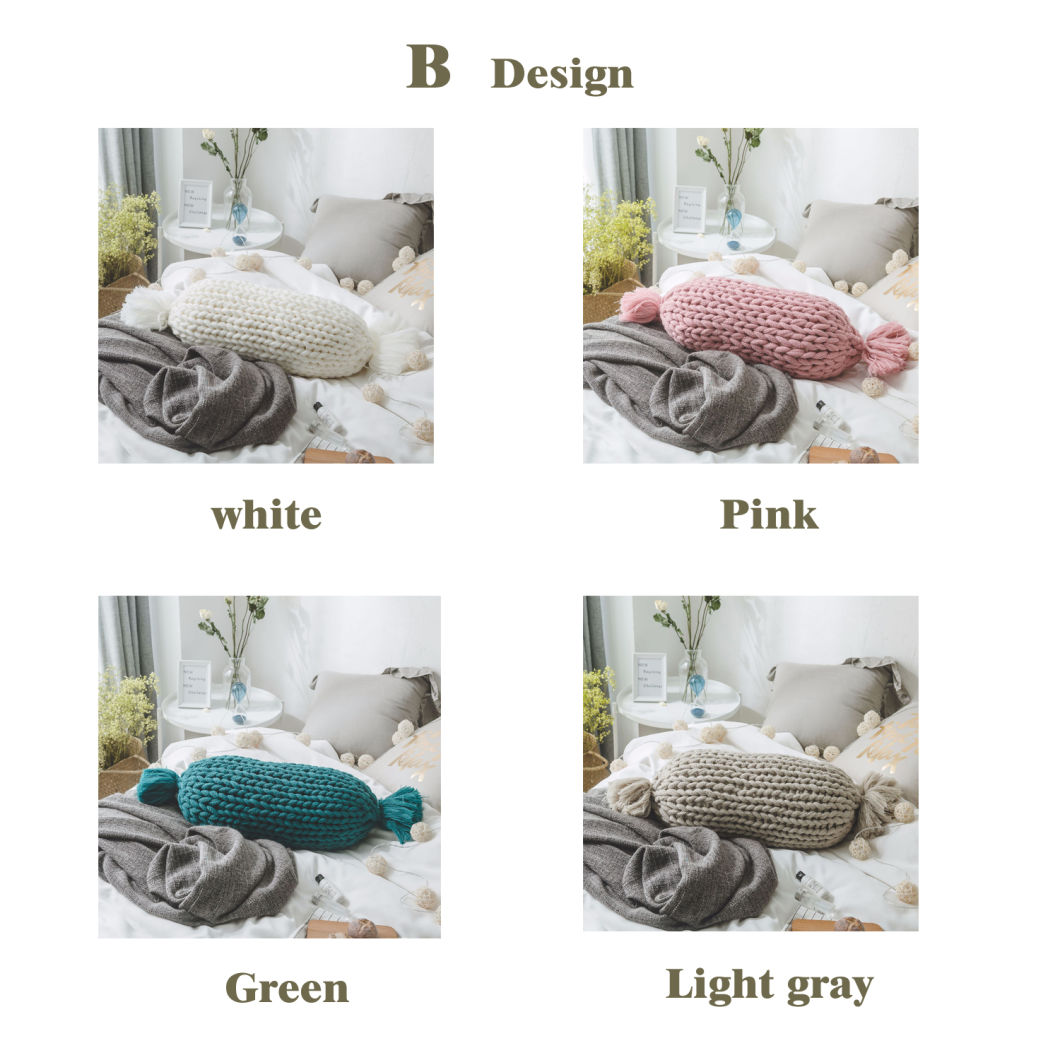 Nordic Style Pure Hand-Woven Thick Line Pillow Sofa Cushion Thick Line Pillow Creative Home Decoration