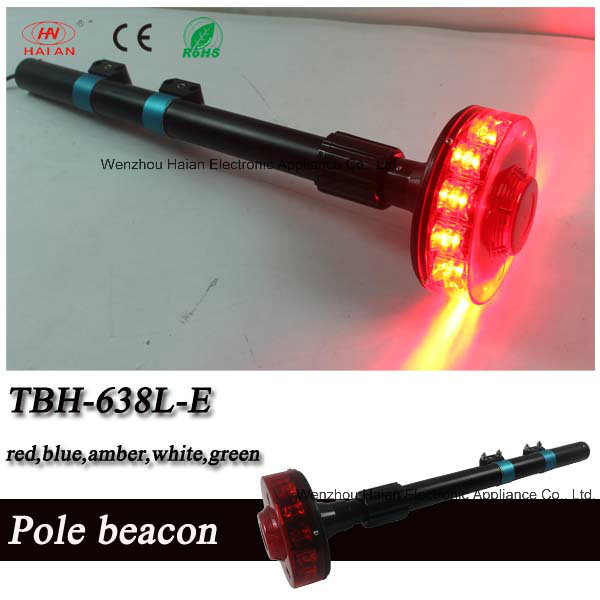 New Design Red Motorcylce Rear LED Revolving Beacon with Black Mounting Pole (TBH-638M-E)