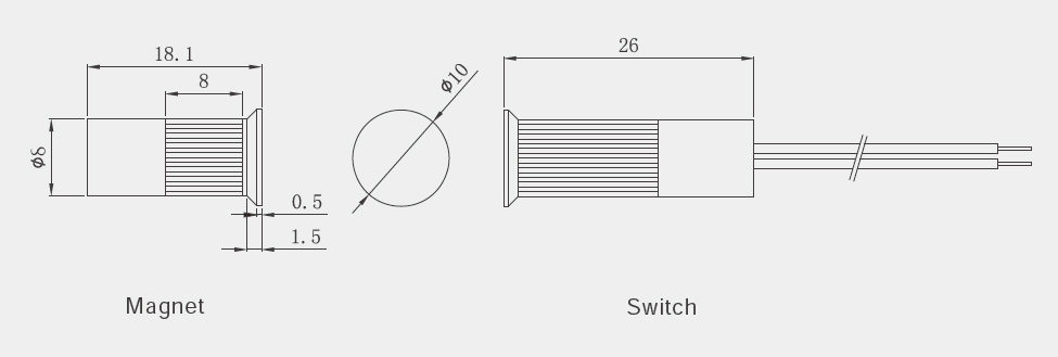 Sentek Copper Recessed Magnetic Door Window Contacts Br-1073