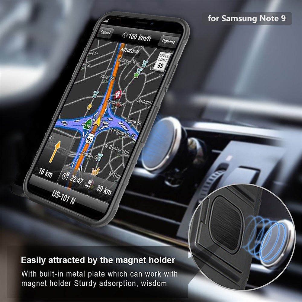 Note 9 Combo Holster Case with Ring Kickstand Work for Car Magnetic
