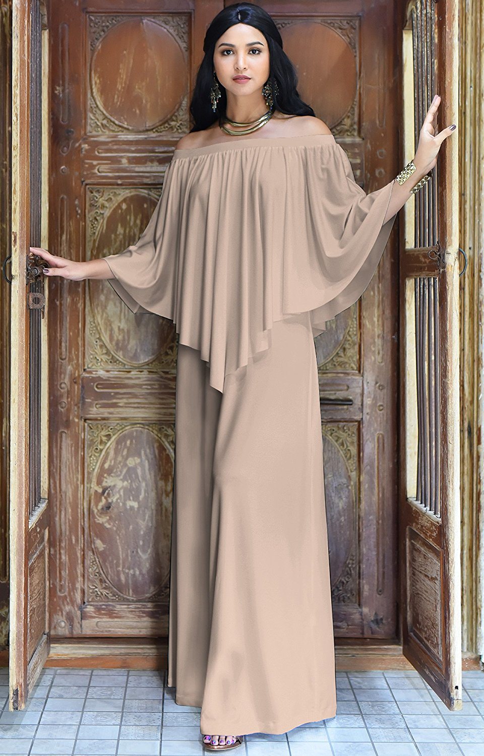 Popular Womens Long Strapless Shoulderless Flattering Cocktail Gown Maxi Dress