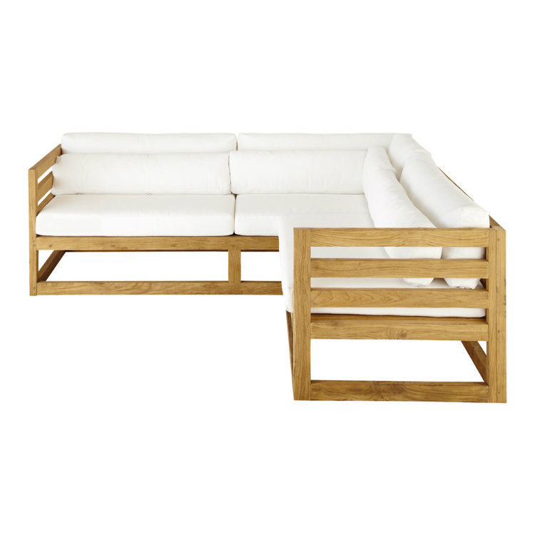 Outdoor Hotel Furniture Teak Wood Corner Sofa