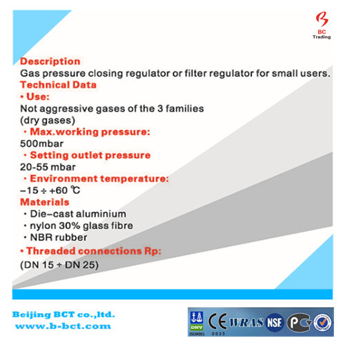 Giu. Natural Gas Regulator, aluminium body gas valve BCTNR06