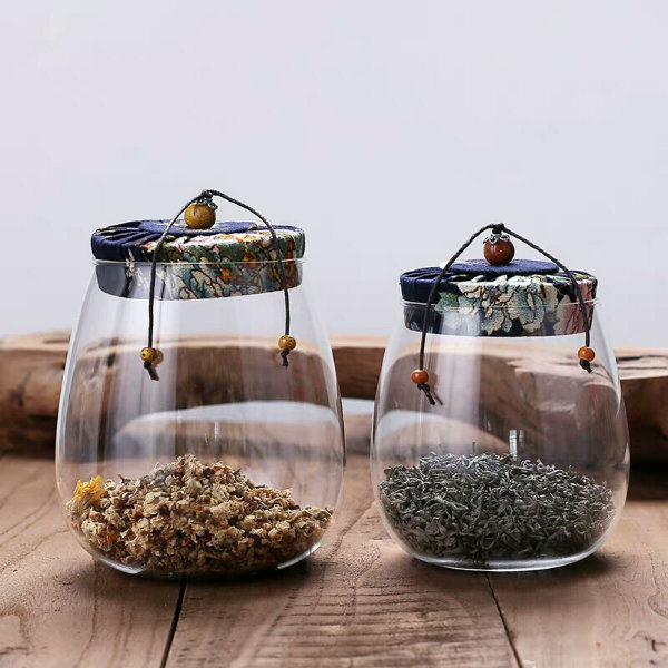 Hot Sell Transparent Glass Food Storage Jar with Wooden Lid