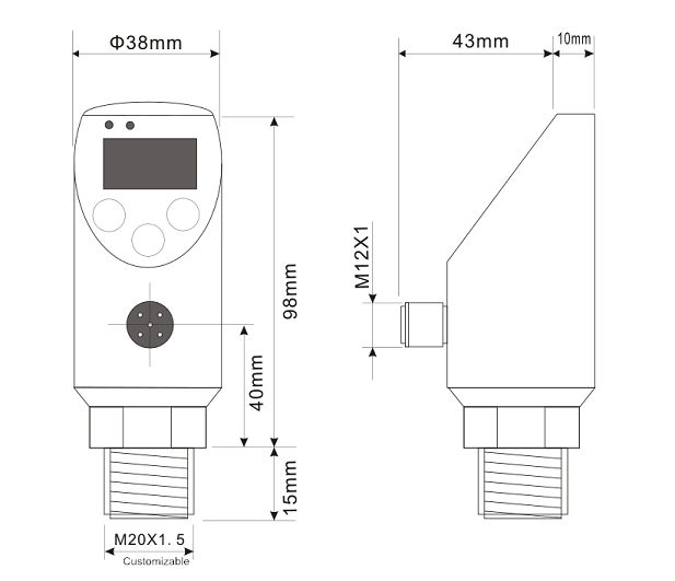 PNP/NPN Industry Electrical Pressure Switch for Gas & Fluid Media