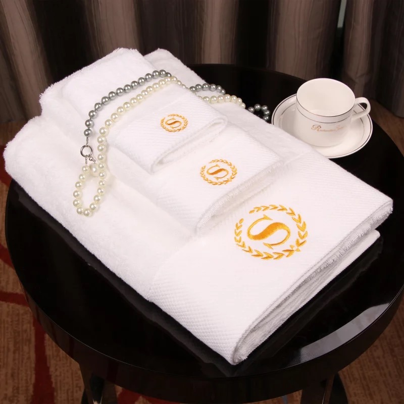 Wholesale Hot 100% Cotton White Embroidery Hotel Cotton Face Towel (JRD002)