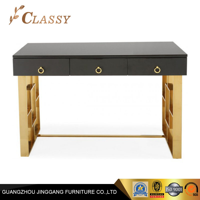 Office Furniture Wood Top Writing Desk with Golden Base