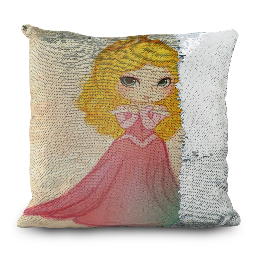 Mermaid Sequin Pillow Magical Shining Pillow Patchwork Decorative Lovely Pillowcase Sofa Car Pillow in 40*40cm