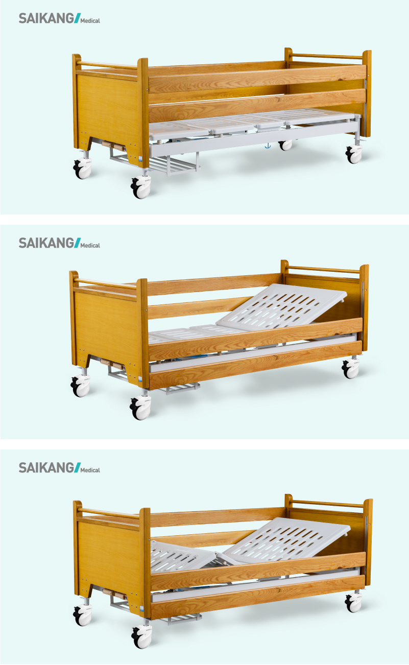 H2h Hospital Economic Home Care Bed with Wood Bed Ends