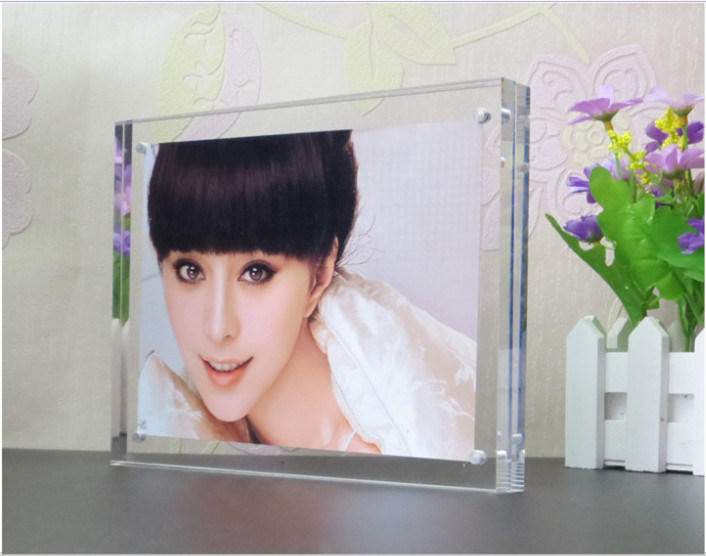 Crystal Clear Acrylic Double Picture Frame, Magnet Photo Frame