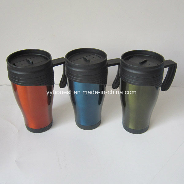 Newest Double Wall Plastic Car Cup 450ml/16 Oz Auto Mug