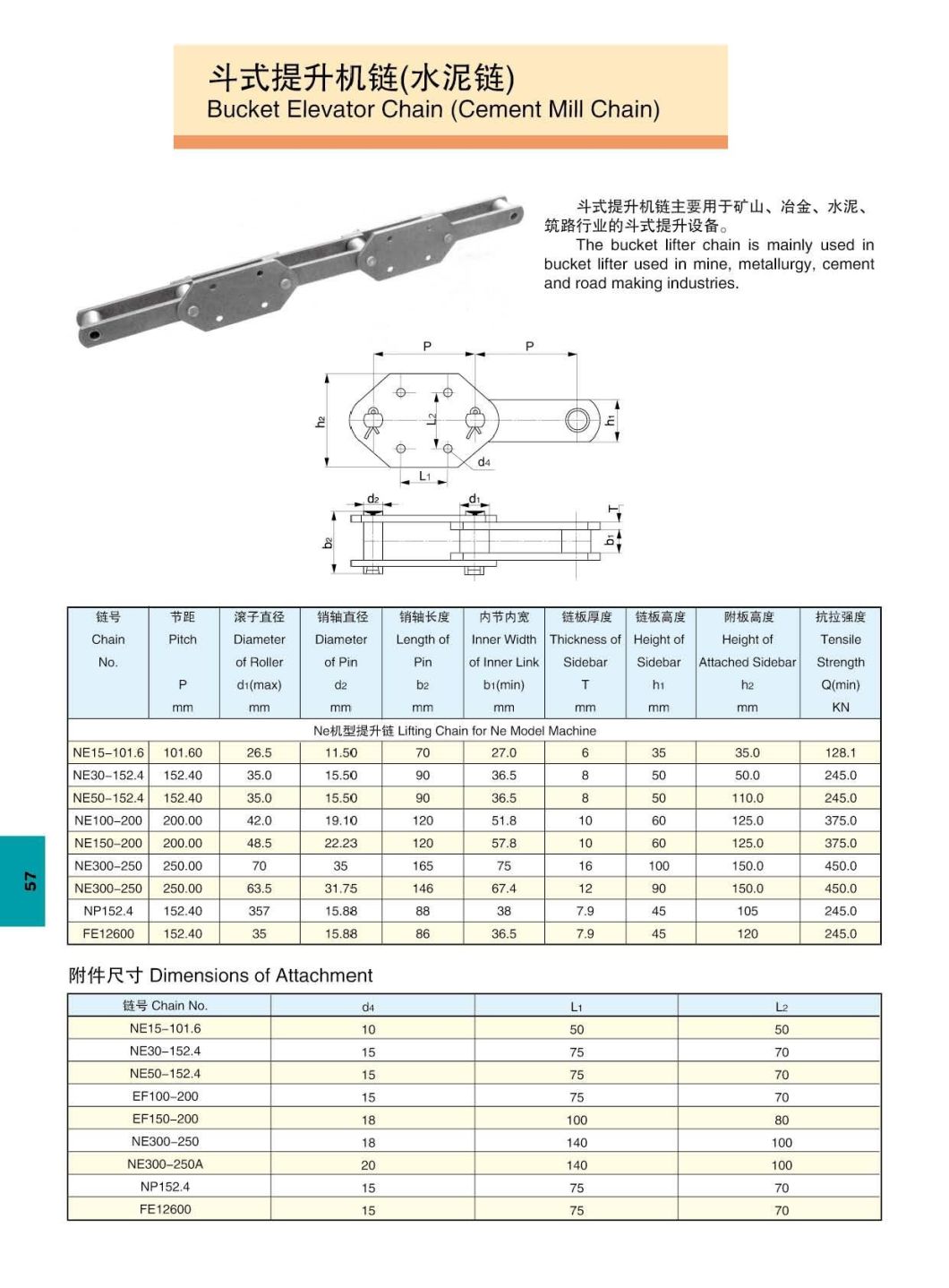 Nse400 Bucket Elevator Chains