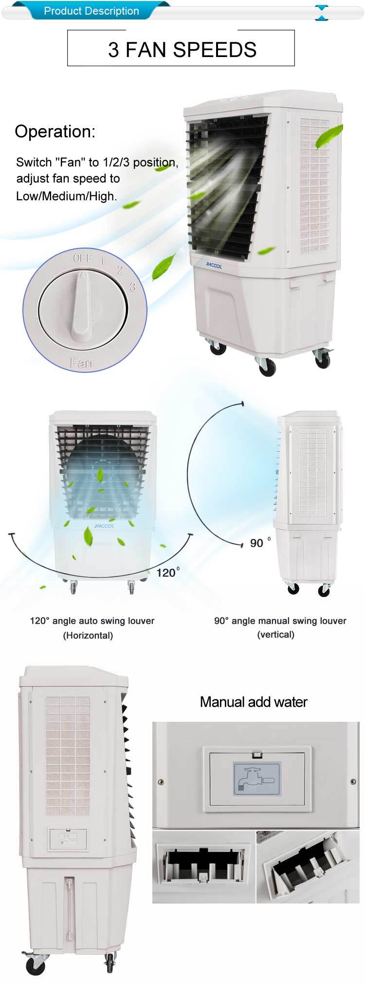 Hot Recommended Floor Standing Evaporative Mist Fan Cooling System