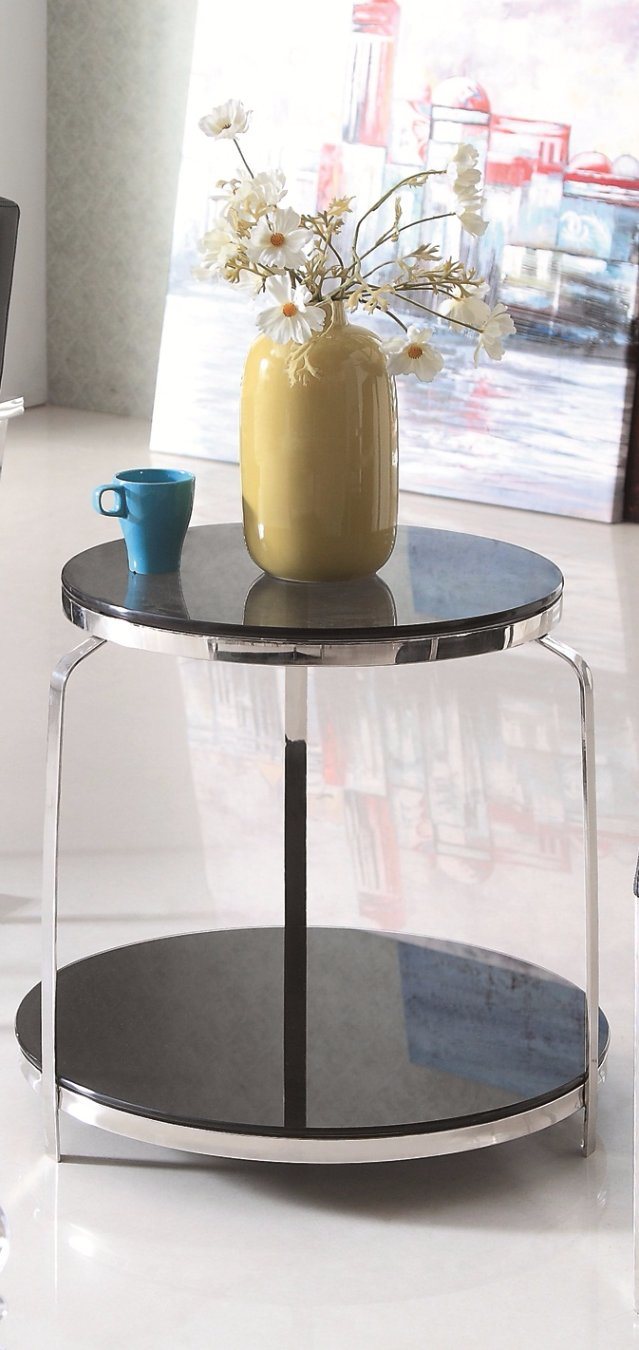 Stainless Steel Glass Top Side End Coffee Table (CJ-162)