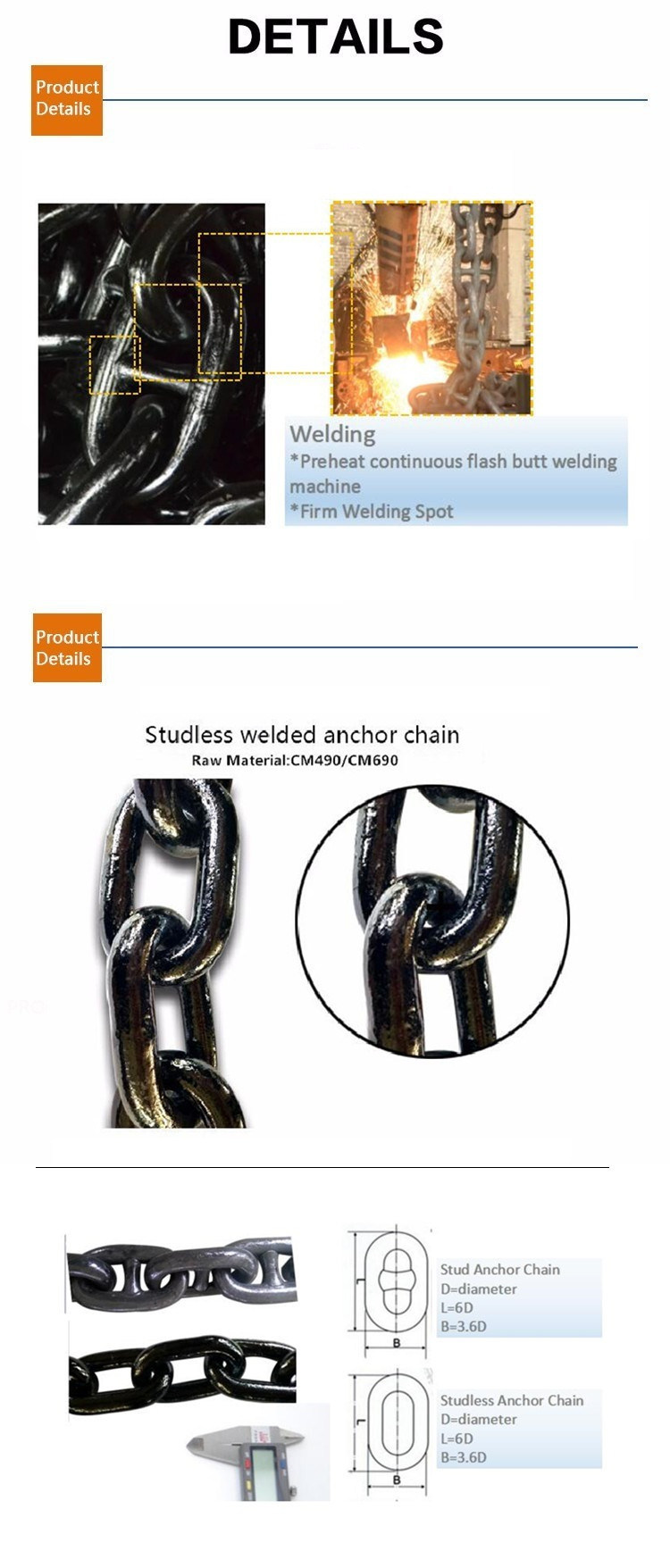Marine Mooring Metal Studless Anchor Chain for Ship