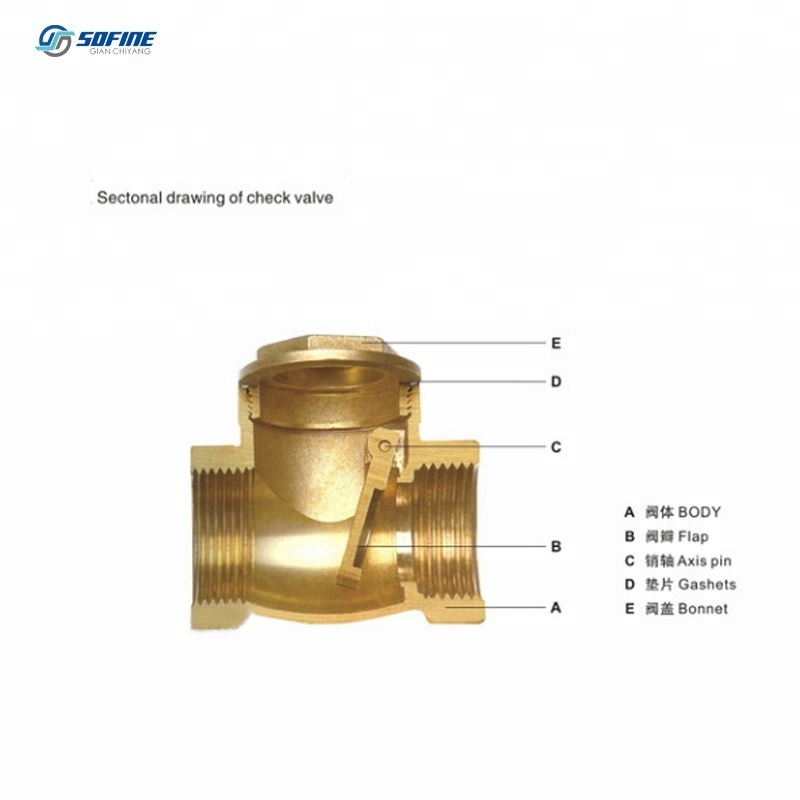 PPR Brass Horizontal Flapper Check Valve Check Water Pipe Valve Fittings Dn15