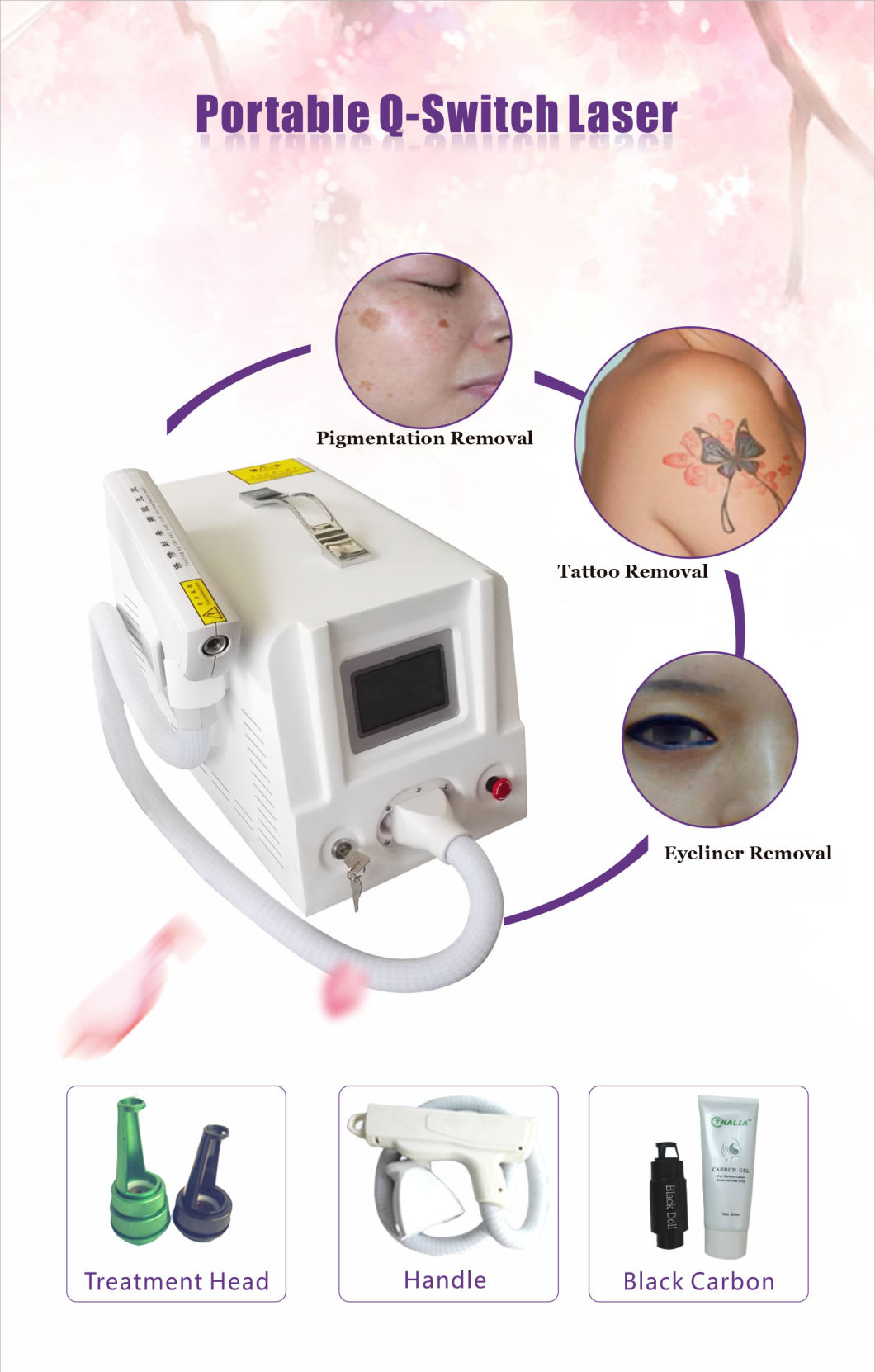 Ce Certification Q Switched ND YAG Laser Tattoo Removal Machine